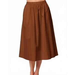 NEW STATESIDE voile ribbed waist midi skirt in sienna